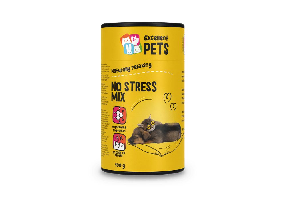 Excellent Pets No Stress Mix prašek za dolgotrajno naravno pomiritev.